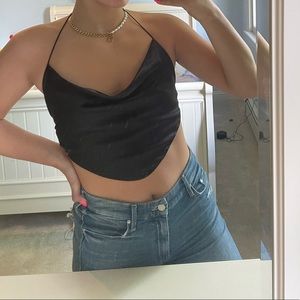 gab💗kate silk top. super cute, halter tie and open back